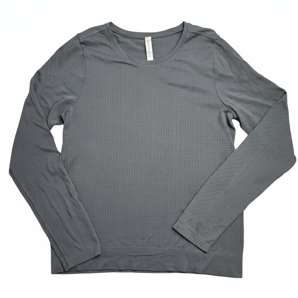 Athleta Seamless Perforated Workout Long Sleeve Top – Slate Gray – S